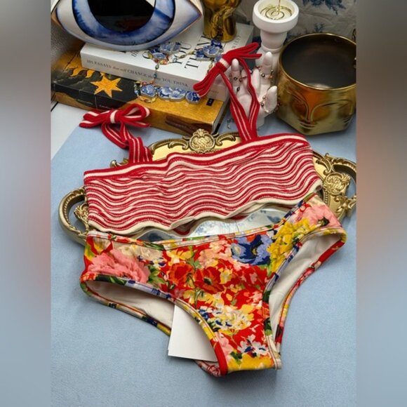 🆕 ZIMMERMANN KIDS 🧿 NWT Alight Crochet Wave Bikini, Red Floral - Sz 10 Y - Picture 3 of 13